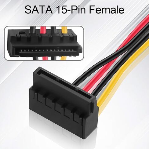 كابل طاقة SATA لسلسلة HP 6000/8000، مقسم 4Pin إلى 15Pin 3-Port، 18AWG 60 سم (12V/5V فقط، لا 3.3V) in Saudi Arabia