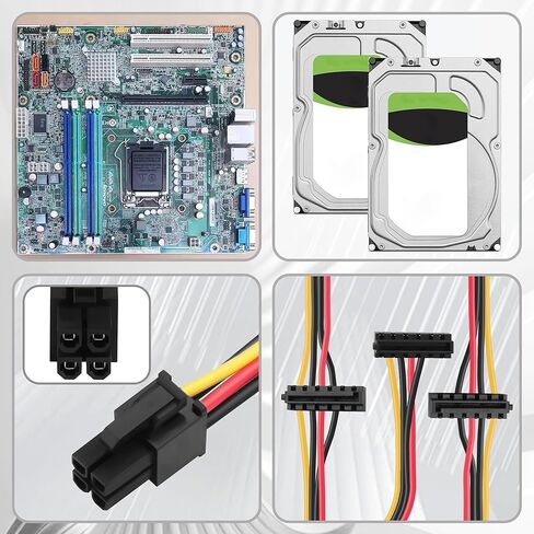 كابل طاقة SATA لسلسلة HP 6000/8000، مقسم 4Pin إلى 15Pin 3-Port، 18AWG 60 سم (12V/5V فقط، لا 3.3V) in Saudi Arabia