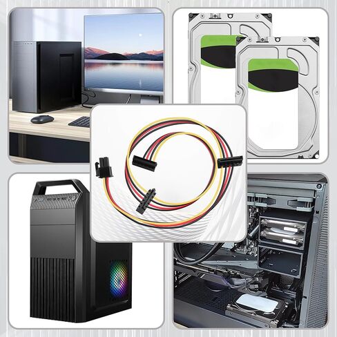 كابل طاقة SATA لسلسلة HP 6000/8000، مقسم 4Pin إلى 15Pin 3-Port، 18AWG 60 سم (12V/5V فقط، لا 3.3V) in Saudi Arabia