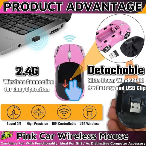 ماوس سيارة لاسلكي وردي، 1600 نقطة في البوصة 2.4 جيجا مع ماوس سيارة مستقبل USB للكمبيوتر فأرة كمبيوتر لاسلكية ماوس USB لاسلكي للكمبيوتر المحمول والكمبيوتر اللوحي لنظام التشغيل Windows لنظام التشغيل Mac OS (وردي) in Saudi Arabia