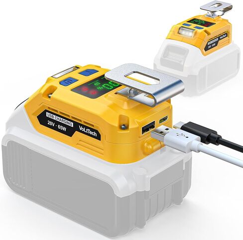 200W Power Inverter for Dewalt 20V, VoLtTech Battery Inverter 20V to 110V-120V, Portable Power Station USB Charger Adapter Power Adapter with 2 USB Ports & 1 Type-C & 1 AC Outlet (No Battery) in Kuwait