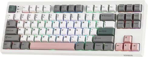 EPOMAKER TH87 Wireless Mechanical Keyboard with 10000mAh Battery, BT/2.4GHz/Wired, Hot Swappable Custom, PBT Keycap, RGB Backlit, Gasket, TKL Gaming Keyboard for PC/Mac (Sea Salt Silent) in Saudi Arabia