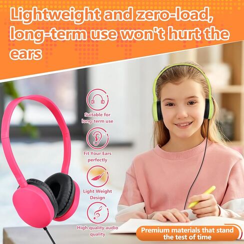 USB C Kids Headphones Bulk for Classroom School 10 Pack,Upgrade USB Type C Kid Headphone,Wired On-Ear Headset for Kids Children Teens Boys Girl Mixed Colors in Saudi Arabia