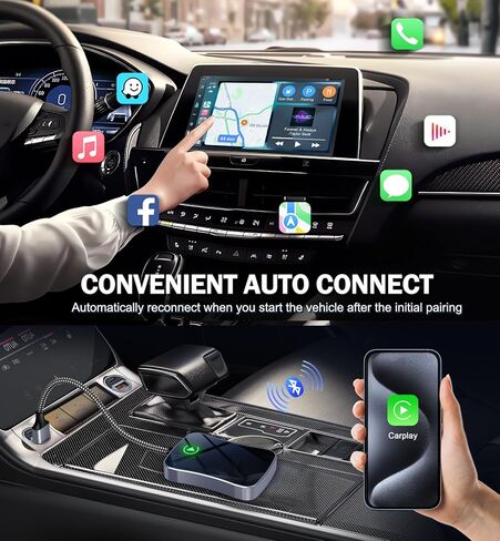 محول Carplay اللاسلكي محول Carplay اللاسلكي تحويل سلكي إلى لاسلكي 2024 ترقية التوصيل والتشغيل الاتصال التلقائي سريع سهل الاستخدام مناسب لسيارات Carplay السلكية من 2015 in Kuwait