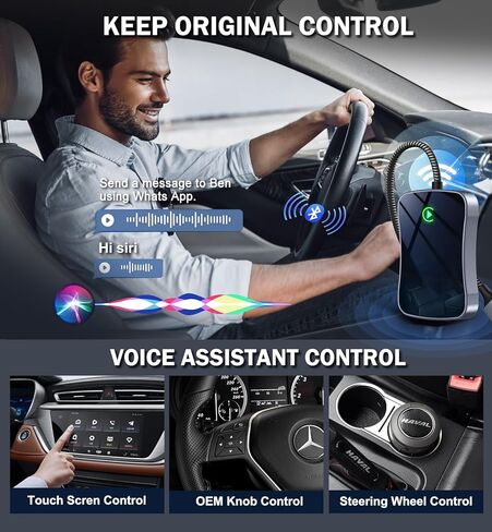 محول Carplay اللاسلكي محول Carplay اللاسلكي تحويل سلكي إلى لاسلكي 2024 ترقية التوصيل والتشغيل الاتصال التلقائي سريع سهل الاستخدام مناسب لسيارات Carplay السلكية من 2015 in Kuwait