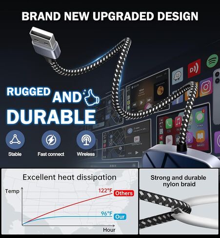 محول Carplay اللاسلكي محول Carplay اللاسلكي تحويل سلكي إلى لاسلكي 2024 ترقية التوصيل والتشغيل الاتصال التلقائي سريع سهل الاستخدام مناسب لسيارات Carplay السلكية من 2015 in Kuwait