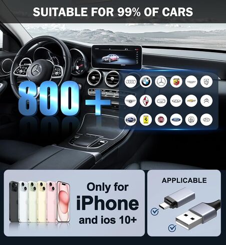 محول Carplay اللاسلكي محول Carplay اللاسلكي تحويل سلكي إلى لاسلكي 2024 ترقية التوصيل والتشغيل الاتصال التلقائي سريع سهل الاستخدام مناسب لسيارات Carplay السلكية من 2015 in Kuwait