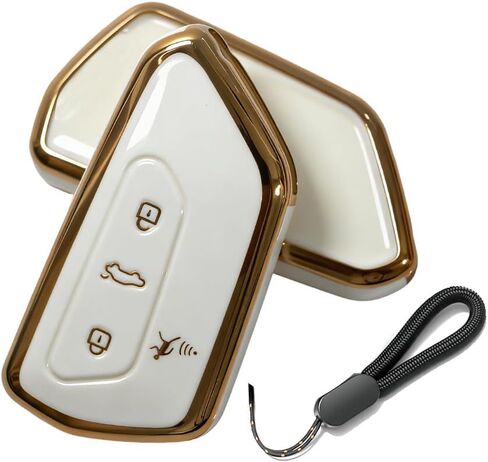 Key Fob Cover Compatible with VW ID.4 2022-2025, Atlas 2024 2025,Golf GTI 2022-2024, Teramont Cross Sport 2025 Protector Silicone with Little Lanyard 5 Buttons 2pcs Black in Saudi Arabia