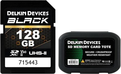 Delkin Devices 128GB Black SDXC UHS-II V60 + 8-Slot Card Case – 290MB/s Read, Rugged & Weather-Resistant Bundle in Saudi Arabia
