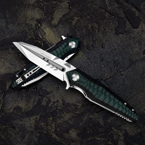 folding pocket knife with 4in d2 tool steel blade,liner lock g10 handle,edc camping hunting knives with clip for men and women (green) in Saudi Arabia