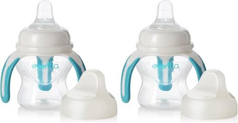 Evenflo Feeding Soft-flo Trainer Sippy Cup with Handle for Growing Baby and Toddler - Clear, 5 Ounce (Pack of 2) in Saudi Arabia