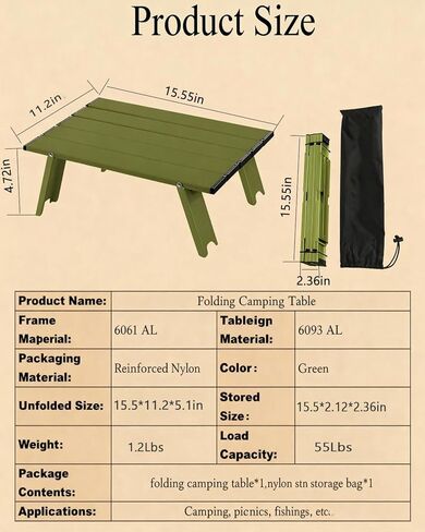 Portable Mini Beach Folding Table, Small Side Table with Carry Bag for Outdoor Picnic Camping in Saudi Arabia
