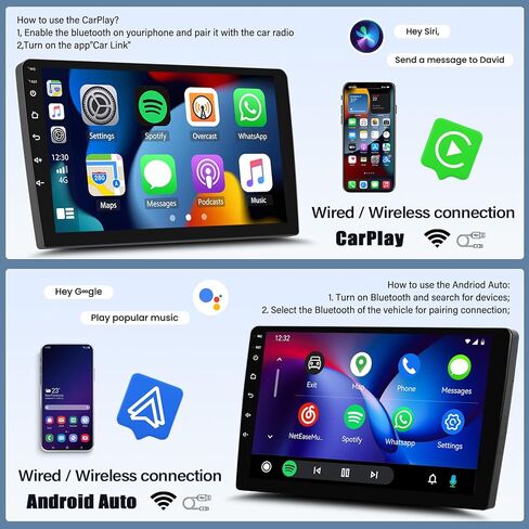 راديو ستيريو للسيارة مزدوج الدين متوافق مع Hyundai Elantra 2011-2013 مع CarPlay Android Auto، جهاز استقبال صوت راديو السيارة بشاشة تعمل باللمس 9.7 بوصة مع بلوتوث وكاميرا احتياطية والتحكم في عجلة القيادة ونظام تحديد المواقع in Saudi Arabia