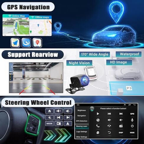 راديو ستيريو للسيارة مزدوج الدين متوافق مع Hyundai Elantra 2011-2013 مع CarPlay Android Auto، جهاز استقبال صوت راديو السيارة بشاشة تعمل باللمس 9.7 بوصة مع بلوتوث وكاميرا احتياطية والتحكم في عجلة القيادة ونظام تحديد المواقع in Saudi Arabia
