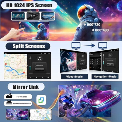 راديو ستيريو للسيارة مزدوج الدين متوافق مع Hyundai Elantra 2011-2013 مع CarPlay Android Auto، جهاز استقبال صوت راديو السيارة بشاشة تعمل باللمس 9.7 بوصة مع بلوتوث وكاميرا احتياطية والتحكم في عجلة القيادة ونظام تحديد المواقع in Saudi Arabia