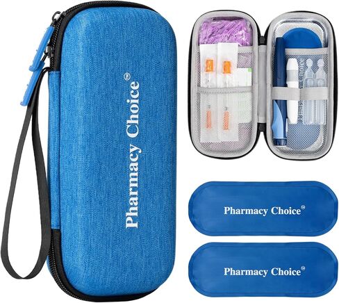 Insulin Pen Cooler Travel Case with 2 x 90g TSA Approved Ice Packs, Diabetic Medication Insulated Cooling Bag for Insulin Pens and Diabetic Supplies Storage, Compact for Daily Life and Trips Blue in Kuwait