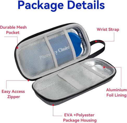 Insulin Pen Cooler Travel Case with 2 x 90g TSA Approved Ice Packs, Diabetic Medication Insulated Cooling Bag for Insulin Pens and Diabetic Supplies Storage, Compact for Daily Life and Trips Blue in Kuwait