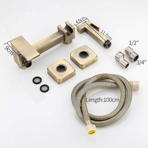 طقم بخاخ حفاضات من القماش من النحاس، مجموعة مرحاض محمولة بالماء الساخن والبارد، بخاخ مرحاض بمقبض واحد، مجموعة حمام للحمام مثبتة على الحائط مع خرطوم دش in Kuwait