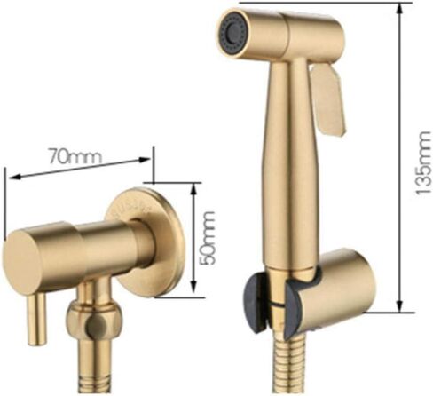 HandheldSprayer kit Hand HeldSprayer Kit-SUS304 ToiletSprayer Set Brushed Gold Angle Valve Spray Gun in Kuwait