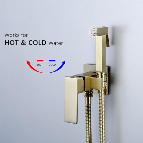 Brass HandheldSprayer Toilet Kit Brushed Gold Cloth Diaper Sprayer Kit Hot and Cold WaterToilet Sprayer Wall Mounted Bathroom Set with 1.5m Stainless Steel Hose for Feminine Wash in Kuwait