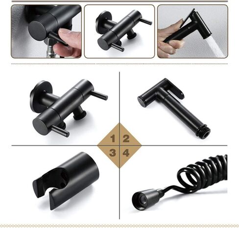 Hand HeldSprayer for Black Brass BodyAttachment with Precision Pressure Control Jet Spray-Ergonomic HandheldFor Toilet-Toilet Water Sprayer and Hose in Saudi Arabia