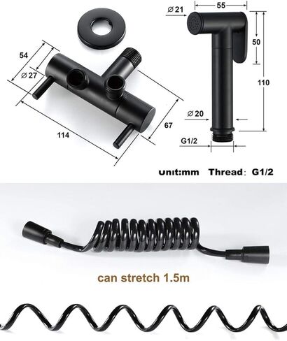 Hand HeldSprayer for Black Brass BodyAttachment with Precision Pressure Control Jet Spray-Ergonomic HandheldFor Toilet-Toilet Water Sprayer and Hose in Saudi Arabia