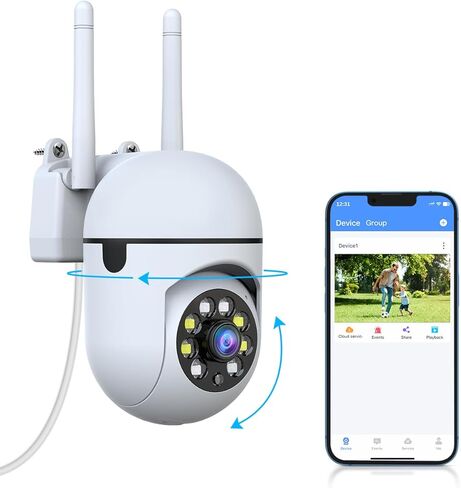 WEILAILIFE 【تتبع تلقائي وصوت ثنائي الاتجاه】 كاميرات أمان 3 ميجابكسل لاسلكية في الهواء الطلق، كاميرات مراقبة فيديو PTZ WiFi لأمن المنزل in Kuwait