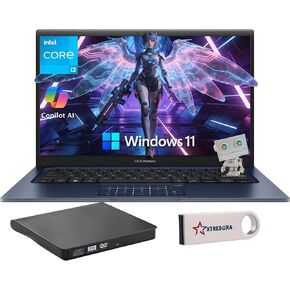 ASUS Vivobook 14" FHD Laptop, Windows 11 Pro, Lifetime MS Office, Intel Core i3-1315U, 16GB RAM+512GB PCIe SSD, Sleek & Lightweight, External DVD Drive & USB Flash Drive, for Student, Home & Work in Kuwait