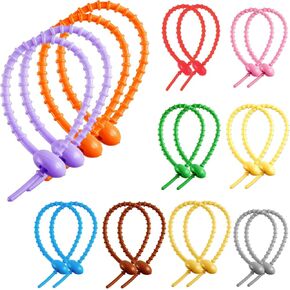 20Pcs Colorful Silicone Cable Ties, 8 Inch Reusable Zip Ties, Adjustable Multi Purpose Twist Ties for Seal Plastic Bags Wires and Cables, Cable Organizers in Kuwait