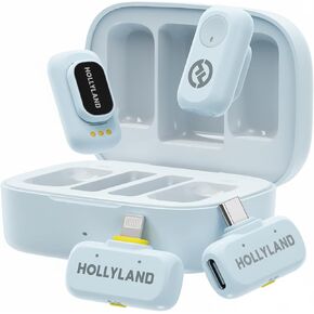 Hollyland Lark A1 Wireless Microphone for iPhone 17/16/15 & Android, 48kHz/24-bit, 3-Level Intelligent Noise Cancel, Magnetic Mini Mic for YouTube, Podcast, Vlogging (Black, 2TX + USB-C RX) in Saudi Arabia