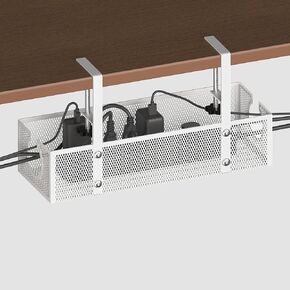 Under Desk Cable Management Tray - Fits up to 1.77" Thick Desks, No-Drill Clamp-on Wire Organizer, Reversible Inward/Outward Install, Heavy Duty Metal Power Strip Holder for Home Office & Gaming Desk in Saudi Arabia