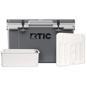 حزمة تبريد خفيفة للغاية RTIC 52 Qt مع مقسم قابل للتجميد وسلة بضائع جافة، صلبة، معزولة، محمولة، خفيفة الوزن للخارج، الشاطئ، التخييم، الرياضة، النزهة، القارب، السفر، سعة 76 علبة in Kuwait