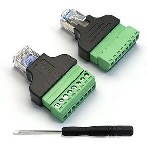 RJ45 Male to 8 Pins Screw Terminal Adapter(2 Pcs),for Cat5 Cat6 Cat7 Ethernet Extender CCTV Digital Internet,RJ45 Male Plug to 8pins Terminal Ethernet Connector in Saudi Arabia