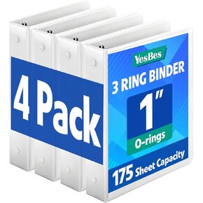 12 حزمة من 3 حلقات، مجلدات 1 بوصة، 3 حلقات مع جيبين، حلقات دائرية تحمل 175 ورقة تناسب مقاس الحروف الأمريكية 11 بوصة × 8.5 بوصة، المدرسة، اللوازم المكتبية، أبيض in Kuwait