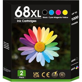 68XL 68e Ink Cartridges High Yield with Chip 2-Pack Black Tri-Color Replacement for HP 68e Ink Compatible with HP Envy 6152e 6155e 6552e 6555e 6558e Printer 6100e 6500e All-in-One Inkjet Copy 6L6S2TN in Saudi Arabia