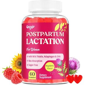 Lactation Supplement, Postpartum Lactation Support Gummies for Breastfeeding, with Milk Thistle and Postnatal Vitamins As Breast Milk Supply Booster, Recovery, Hair Growth, 60 Count Sugar Free & Vegan in Saudi Arabia