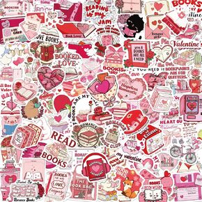 100PCS Valentine's Day Stickers Book Lover Stickers, Pink and Red Romance Reading Theme, Waterproof Vinyl Decals for Laptops, Water Bottles, Journals in Saudi Arabia