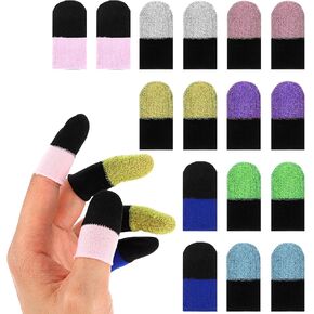 Sibba 16 Pieces Finger Sleeves for Mobile Gaming 0.3mm Extremely Thin Carbon Fiber Thumb Sleeve, Seamless Touchscreen Gaming Gloves Smooth Feel Anti Sweat & Slip Finger Covers Fit Phone Tablet Devices in Kuwait