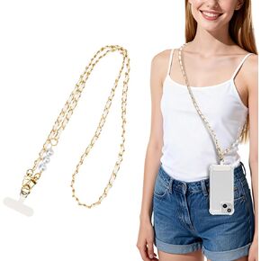 Mobile Phone Crossbody Chain, Universal Phone Lanyard With Pearl And Lanyard Tags, Stylish Hands-Free Suitable For Most Smartphones in Saudi Arabia
