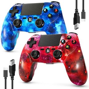 Kujian Wireless Controller for PS4, Gamepad Joystick for PS4 with Double Vibration/6-Axis Sensor/Touch Pad/Headphone Jack, Ergonomic Non-Slip Grip Compatible with PlayStation 4/Slim/Pro (Galaxy Blue) in Saudi Arabia