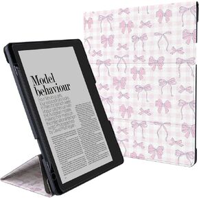 Idocolors Stand Case for Kindle Scribe - Tri-Folio Leather Cover with Pen Holder, Auto Sleep/Wake - Compatible with 10.2 Inch Kindle Scribe (2022/2024 Release), Pink Butterfly in Saudi Arabia