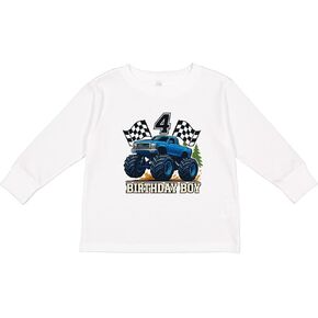 inktastic Monster Truck Birthday Boy 4 Toddler Long Sleeve T-Shirt in Saudi Arabia