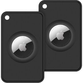 حامل محفظة AirTag - واقي بطاقة AirTag رفيع للغاية (عبوتان) - يناسب المحافظ وحقائب اليد وحقائب الظهر والأمتعة وحاملي بطاقات الهوية وأغطية جواز السفر (أسود) in Kuwait