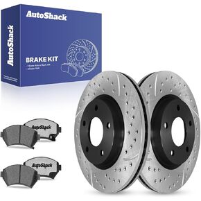 AutoShack 11.93 بوصة (303 مم) دوارات الفرامل الأمامية ذات التهوية + استبدال وسادات الفرامل السيراميكية لـ 1997-2005 كاديلاك ديفيل 1997-2004 بويك بارك أفينيو 2000-2005 شيفروليه إمبالا طقم فرامل 6 قطع in Kuwait