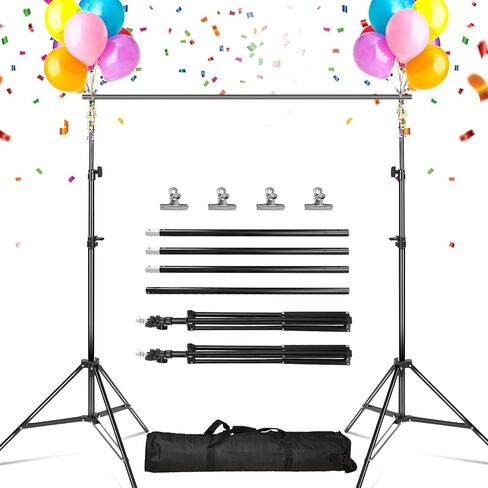 Photo Video Studio Backdrop Background Stand, 10Ft Adjustable Photo Backdrop Stand Kit with 4 Crossbars, 4 Steel Clamps, 2 Support Stands, a Carrying Bag for Photography/Wedding/Party Decoration in Saudi Arabia