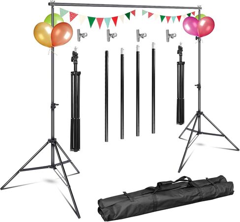 Photo Video Studio Backdrop Background Stand, 10Ft Adjustable Photo Backdrop Stand Kit with 4 Crossbars, 4 Steel Clamps, 2 Support Stands, a Carrying Bag for Photography/Wedding/Party Decoration in Saudi Arabia