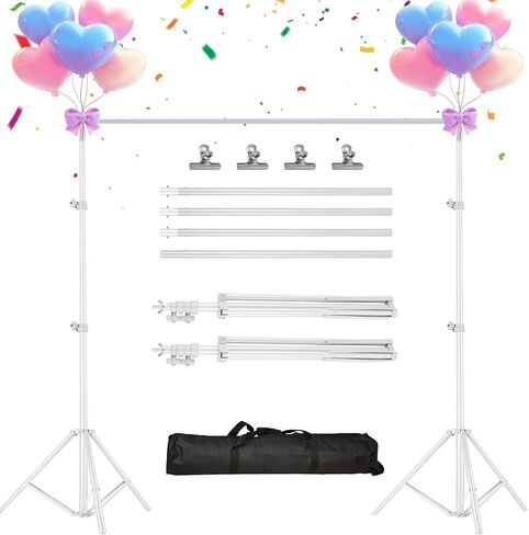 Photo Video Studio Backdrop Background Stand, 10Ft Adjustable Photo Backdrop Stand Kit with 4 Crossbars, 4 Steel Clamps, 2 Support Stands, a Carrying Bag for Photography/Wedding/Party Decoration in Saudi Arabia