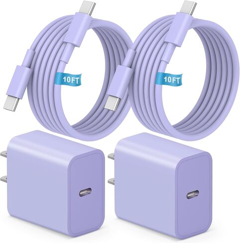 iPhone 17 16 15 Charger Fast Charging, [ETL Safety Certified] 2 Pack 10FT USB C Charger Cable with 20W Type C Fast Charging Block for iPhone 17/17 Pro/17 Pro Max/16/16 Pro/16 Pro max/16 Plus/15（White） in Saudi Arabia