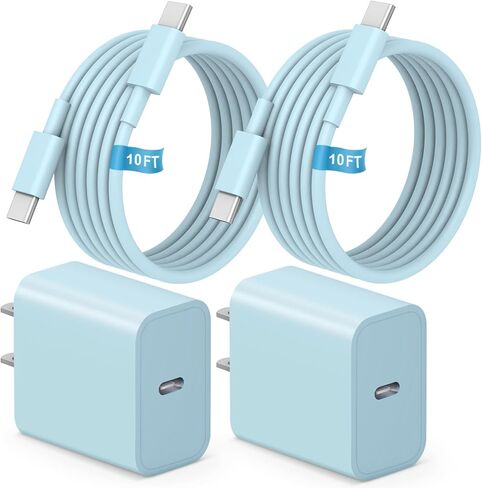 iPhone 17 16 15 Charger Fast Charging, [ETL Safety Certified] 2 Pack 10FT USB C Charger Cable with 20W Type C Fast Charging Block for iPhone 17/17 Pro/17 Pro Max/16/16 Pro/16 Pro max/16 Plus/15（White） in Saudi Arabia