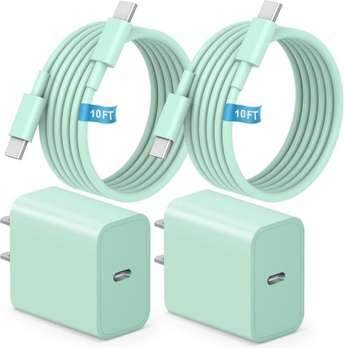 iPhone 17 16 15 Charger Fast Charging, [ETL Safety Certified] 2 Pack 10FT USB C Charger Cable with 20W Type C Fast Charging Block for iPhone 17/17 Pro/17 Pro Max/16/16 Pro/16 Pro max/16 Plus/15（White） in Saudi Arabia